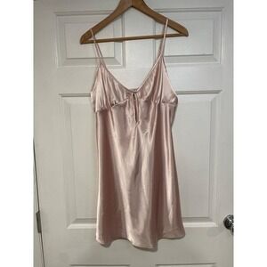 Vintage Jenny Buchanan Intimates Satin Slip‎ Dress Nightgown Soft Pink Pearl L